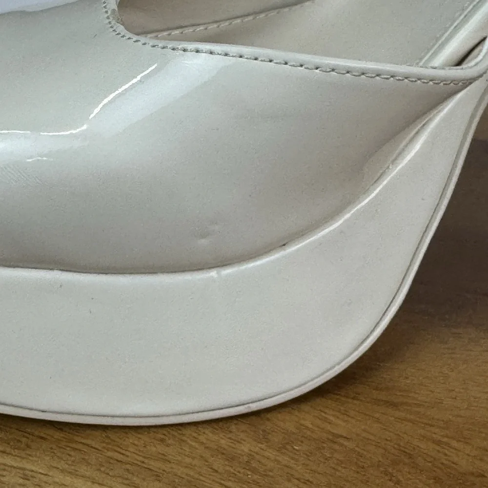 New NWOB Circus NY Sam Edelman Rosa Ivory Patent Platform Block Heels Size 8.5 M